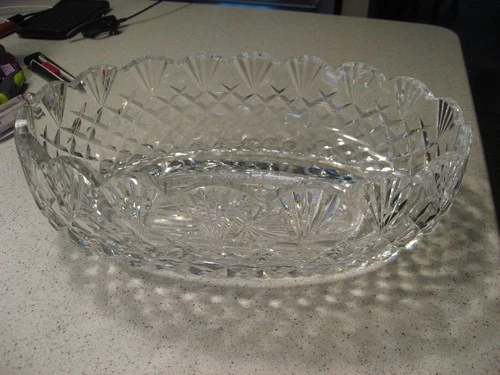Vtg Waterford Lead Crystal Master Cutter Oval Centerpiece Bowl - Fan/Diam Design
