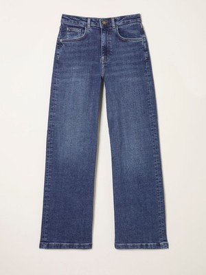 Fat Face Eco Denim Women's 18R Medium Wash Blue Denim Elise Wide Leg Jeans