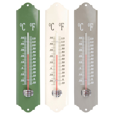 Metall Wandthermometer Garten Wohndeko grün oder creme oder grau