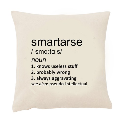 Smartarse Cushion Cover Funny Square Dictionary Definition Joke Clever