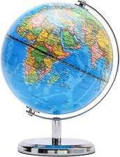 Exerz Educational Swivel World Globe Dia 14CM Metallic Black Blue Antique