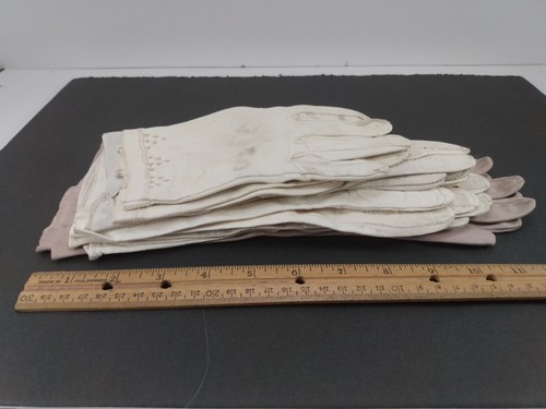 Lot VTG Ladies Gloves 5 Pairs Embroidered Fancy Formal Leather Display Grandma - Picture 13 of 13