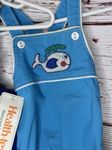 VINTAGE Healthtex Overalls Lot Baby 6/9 Months USA Colorful 90’s VTG Whale Bear - Picture 2 of 7
