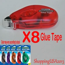 8 X Bazic Glue Tape Adhesive Roller Permanent 0.31”X8.74 yrd. home office