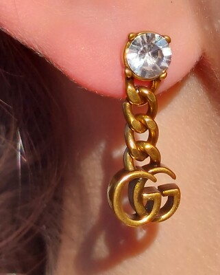 GUCCI GG CRYSTAL EARRINGS - Box & Dust Pouch Included 