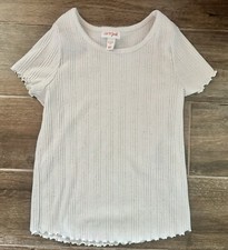 Cat Jack Girls Ribbed White Stretch Size Medium 7/8 Splatter Color Shirt