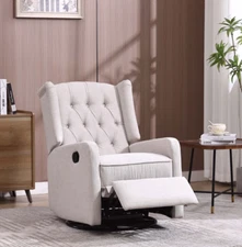 Swivel Rocker Recliner w. Footrest Nursery Rocking Chair Adjustable Single Sofa