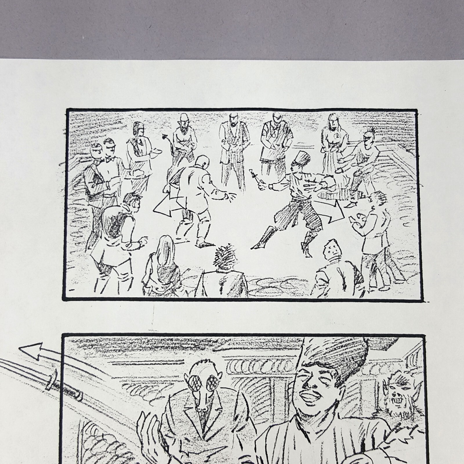 Image 3 of The Addams Family (1991) Production Used Storyboard, Gomez Throwing Knives #2