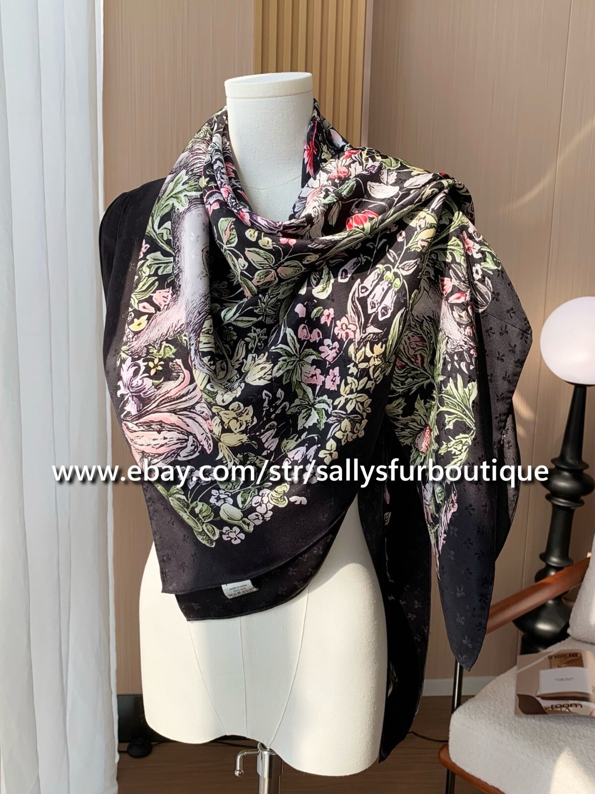Sallys 18 Momme Jacquard Silk Wrap Scarf Stole Star Flower Print Shawl 53