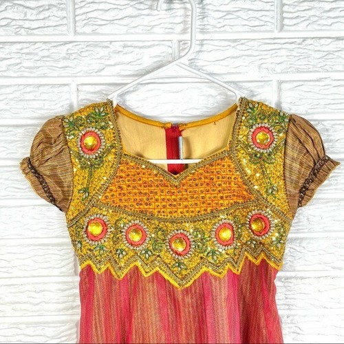 Vestido Formal Try Me Con Cuentas Lentejuelas Adornado Hecho en India Niñas Talla 32 Mediano - Imagen 2 de 10