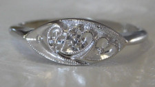 Ladies 10k White Gold Triple Heart Diamond Accent Promise Ring Sz.6.5, 1.8grams
