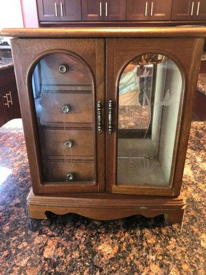 Vintage Wooden Jewelry Box Jewelry Organizer 11 Tall 10 Wide Musical Vg Cond Ebay