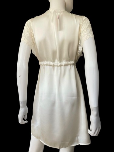 NWT Women Sleeping Robe Sexy Nightgown Cream Long Sleeve Silk Pajamas S - Picture 6 of 12