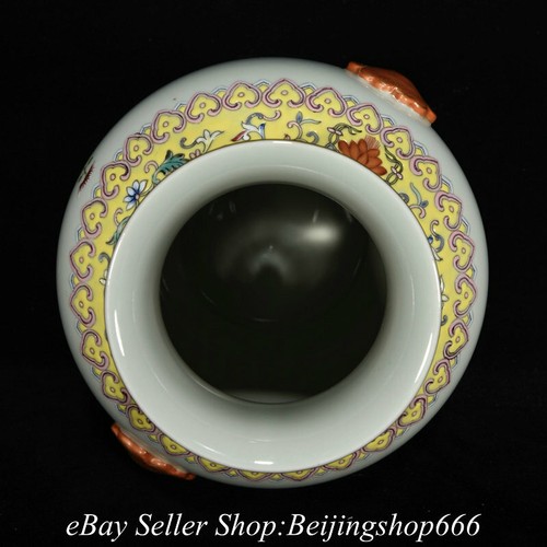 10.8" Qinalong Marked Chinese Famille rose Porcelain Flower Bamboo Vase Bottle - Picture 3 of 9
