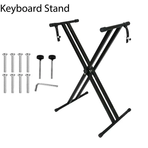 Adjustable Music Keyboard Stand Portable Piano Stool X-Shaped Bench Seat Set AU - Picture 16 of 21