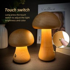 Wooden Cute Mushroom LED Night Lamp