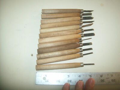 Set of 12 Basic Wood Carving Tools Unmarked about 5'' Long each