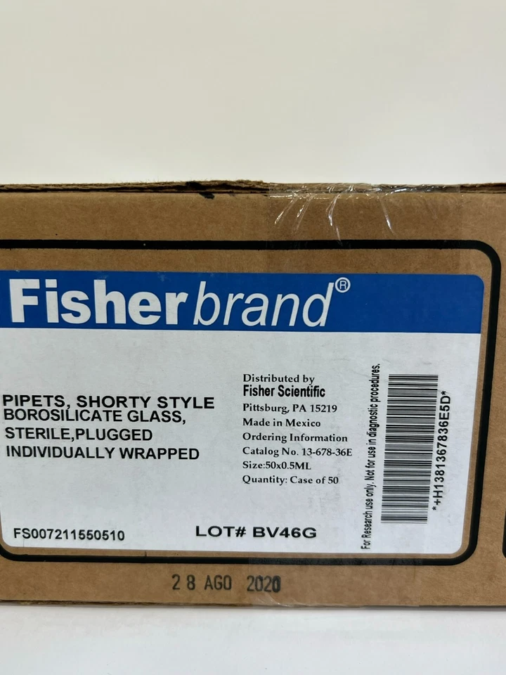 Pipetas FisherBrand 13-678-36E 50 ml 50 por estuche púrpura estilo corto Foto 2 de 3