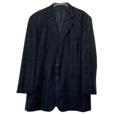 Stacy Adam Black/Gray Squares Two Piece. Three Button Single Breast Suit 44L