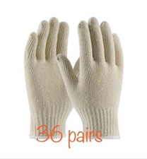 3x 12 PAIR 1 DOZEN BEIGE STRING KNIT POLY COTTON WORK GLOVES PAIRS NEW 36 Pr 