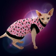 Sphynx Cat Shirt Pink Watermelon Print - Clothes Clothing Cotton Coat Jumper