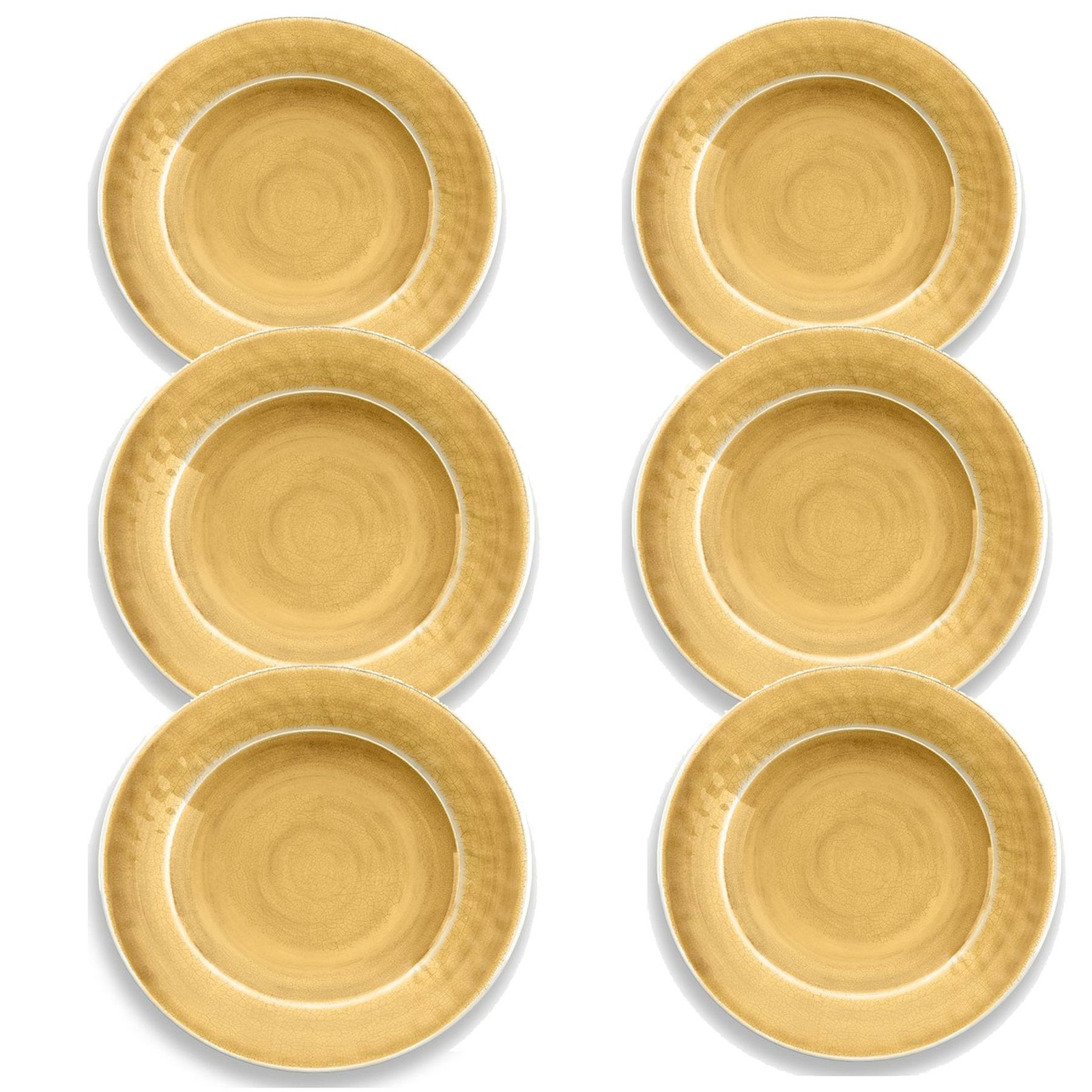 Gold Crackle Glaze Melamine/Plastic Dinner Plates Set - Pack of 6 Plates