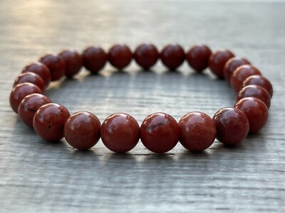 Grade A++ Red Jasper Crystal Bead Bracelet 8mm, Genuine Red Jasper