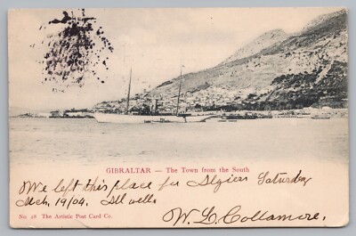Postcard Gibraltar Town from the South Iberian Peninsula Posted 1904