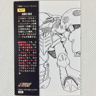 Gundam Chronicle Carddass Masters 1st 8of9 AMX-004-3 Bandai 1996