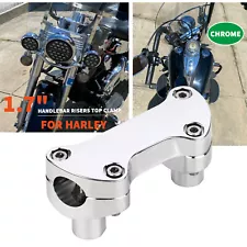 1.7" Chrome Handlebar Risers Top Clamp Kit For Harley Softail Road King Fat Boy