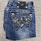 MISS ME Jeans Women's 27 Signature-Rise Boot Low Rise Bootcut Rhinestone