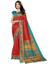 Women's Soft Silk Saree With Blouse Piece Bollywood Indian Designer Red
