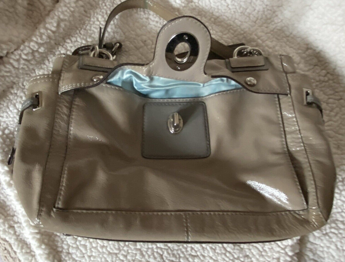 COACH Chelsea Peyton Carryall Handbag Satchel Gray Patent Leather
