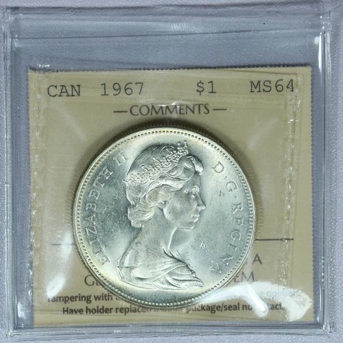 Canada 1967 Silver Dollar ICCS Certified MS64