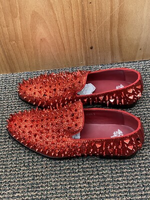 red spiky dress shoes Royal Shoes Red Spikes Smoking Slip-on Red Bottom Men's Dress Shoes LF  CC  Suits