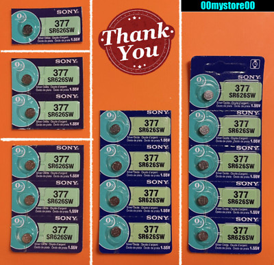 Brand New  [Exp 10/2032] 1-5 pc SONY 377 Watch Battery SR626SW Ships from CA
