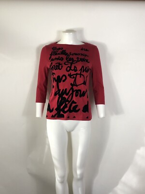 Vtg Jean Paul Gaultier Red Black Velvet Script Top S | eBay