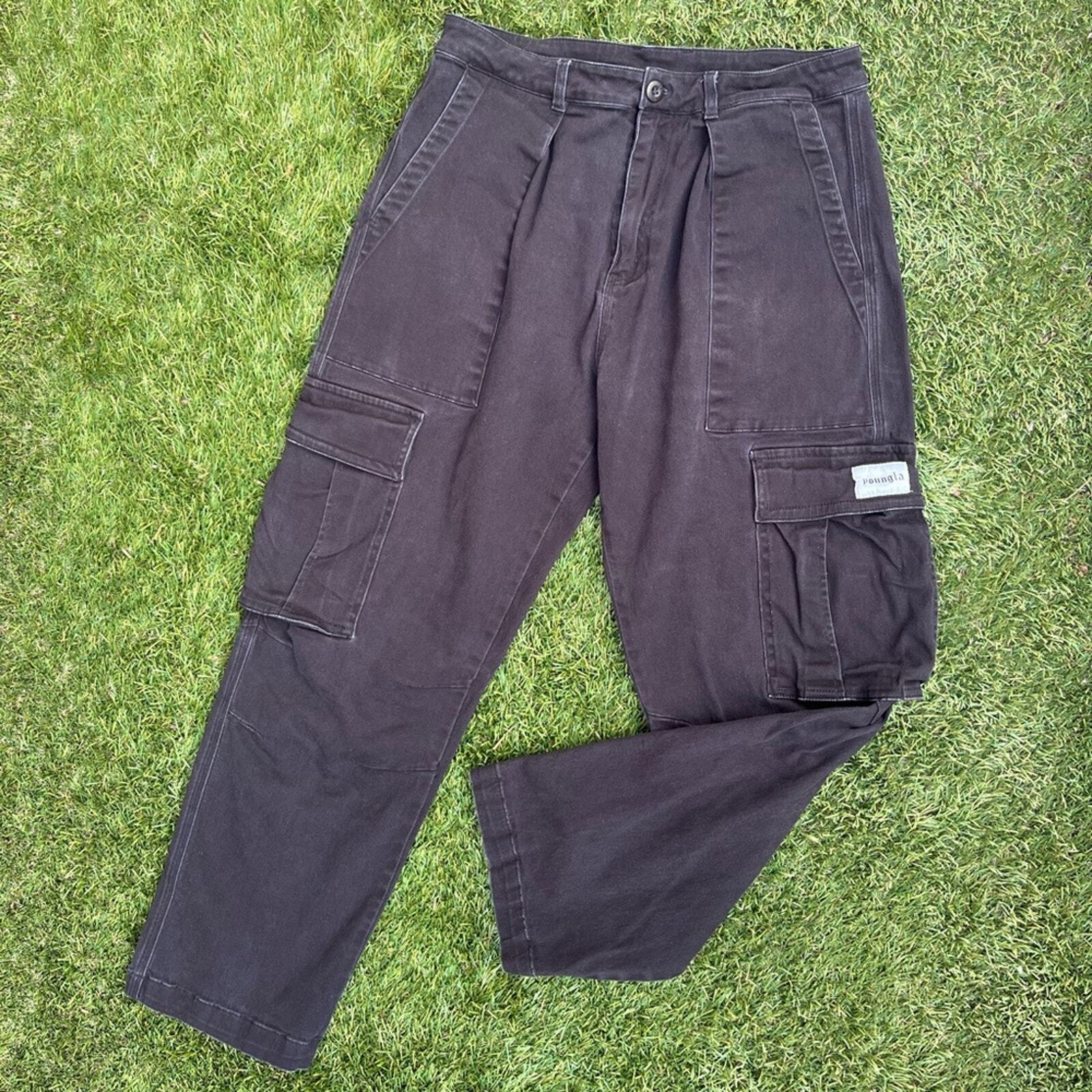 YoungLA Convoy Cargo Pants Baggy Loose Fit 90’s Y2K Pants Black Size 34R