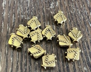 Authentic Gold Plated Metal Dot Textured Design Kite Freeform Shape Metal Bead Lot