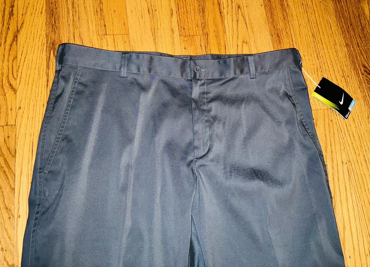 NIKE Golf Mens Gray Flat Front Tour Performance Dri Fit Golf Pants