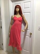 ROGERS NYLON TRICOT DARK PINK SIZ 34 Liquid SATIN Full Dress SLIP PRISTINE COND