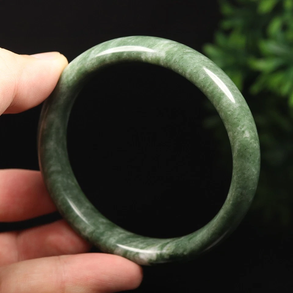 61mm Grade A 100% Natural Green Jade Bangle Bracelet Chinese Guizhou Jade V0888 - Image 3 of 4