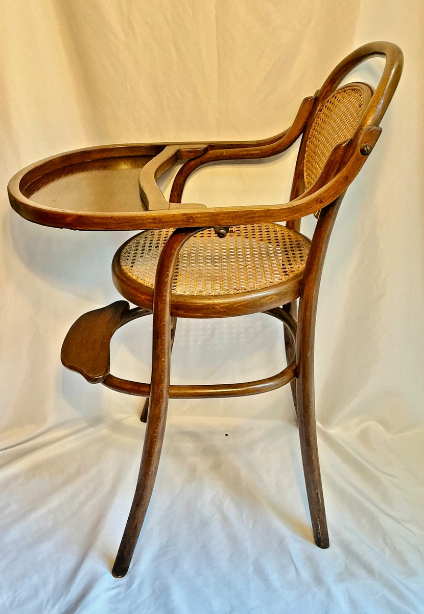 FISCHEL Art Nouveau Bentwood Child's High Chair with Folding Tray