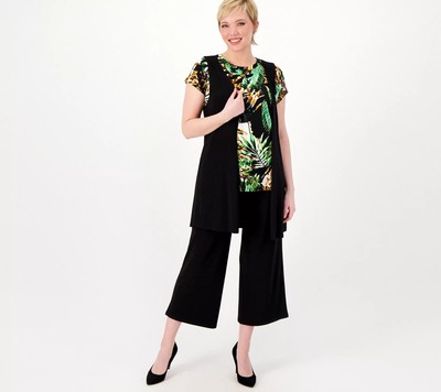 Attitudes By Renee Regular Global Illusion 3 Piece Sets Black Tropics XXS New