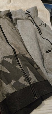 Flag Nor Fail Zip Up Hoodie Gray Jacket Mens L Work In My Blood Hustle Hard Gym