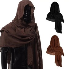 Men's Medieval Pirate Hood Scarf Wrap Cloak   Black  Green