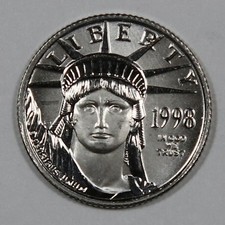 1998 1/10 oz Platinum Eagle Statue Liberty $10 US Coin #61599 3132.90 per troy oz