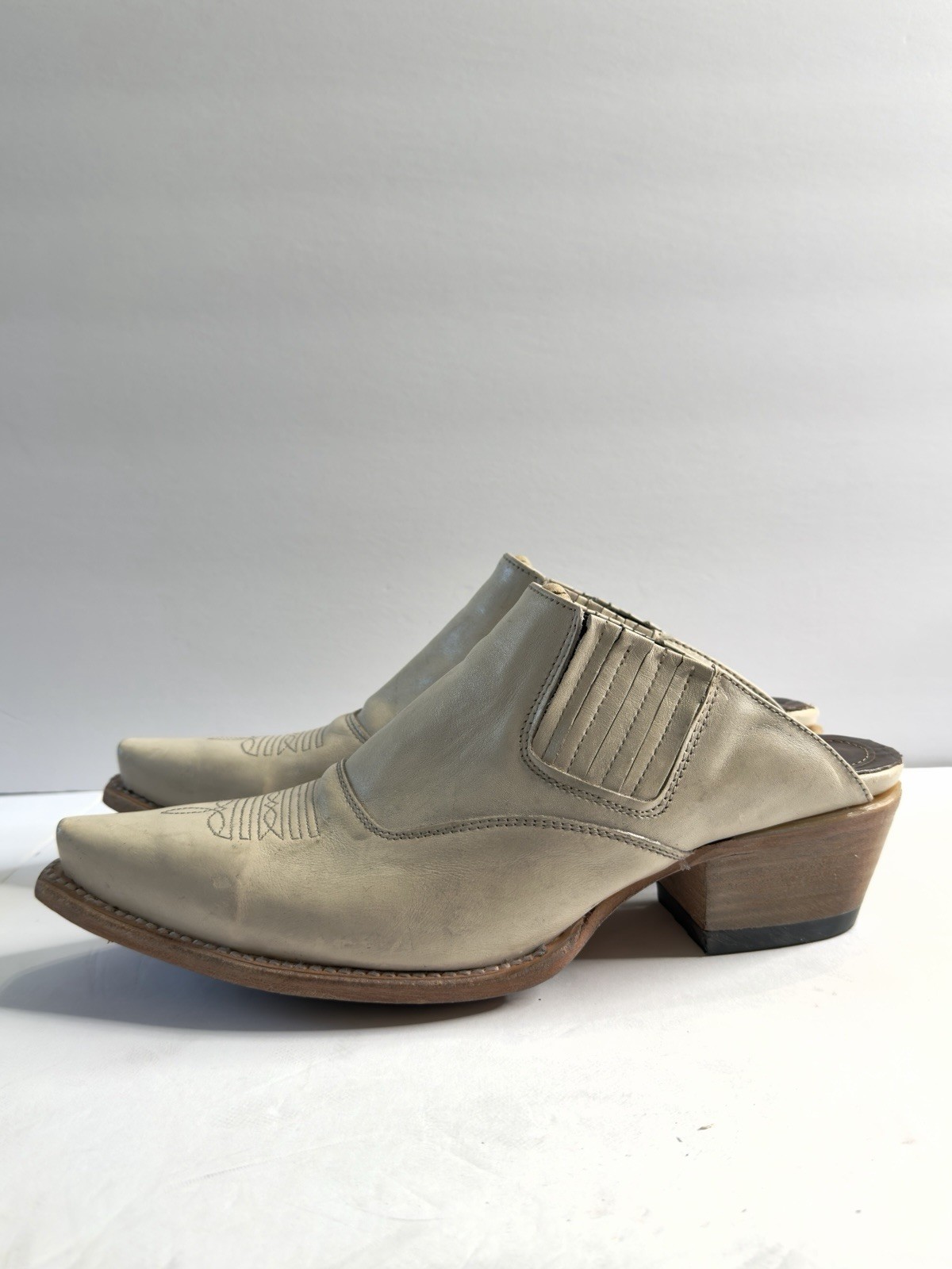 Freebird Unisex Womens Sz. 12  Mens 10? Western  Slip On Heel Off-White Leather thumbnail 2