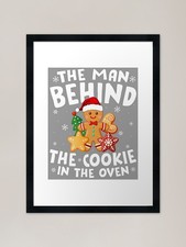 Pregnancy Christmas Pajamas Man Beh Framed Wall Art Poster Canvas Print Picture