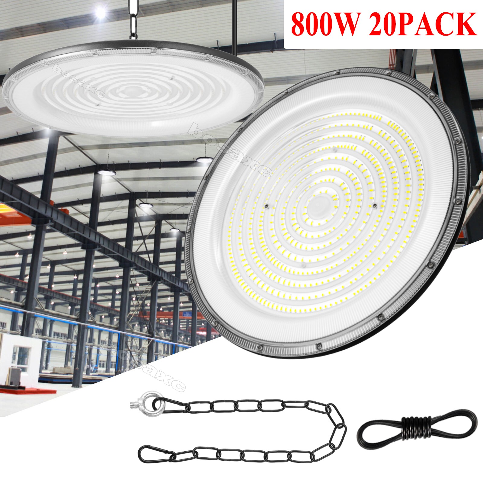 20 Pack 800W UFO LED High Bay Light Warehouse Industrial LED Shop Light Fixture